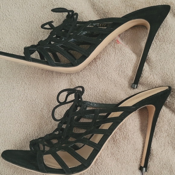 Gianvito Rossi Black Suede Caged Stiletto Heels Size 9.5/41 Like New Condition - Picture 14 of 16